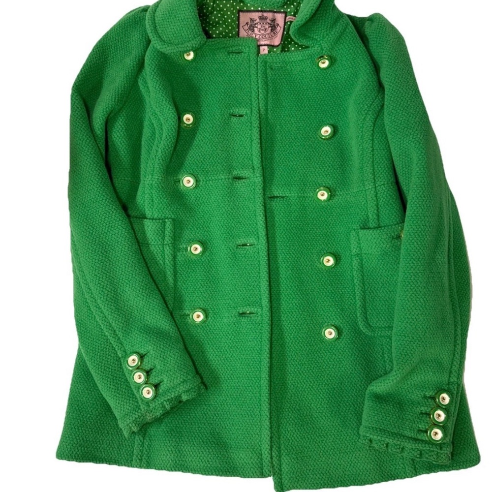 Juicy Couture Green Polka Dot Lined Coat Vintage